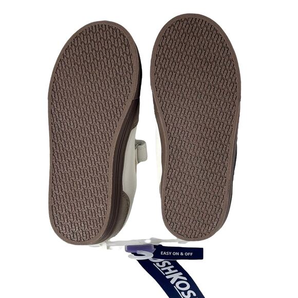 NEW OshKosh B Gosh Toddler 11 Boys FASHION SNEAKER SHOES Hook & Loop White Brown - Picture 4 of 6
